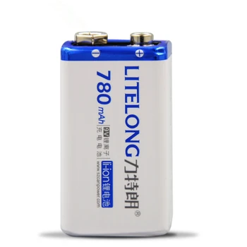 1pcs/lote Original de alta calidad de 9 v 780mAh batería de ión de litio recargable de 9 voltios de la batería fabricante de la garantía envío gratis