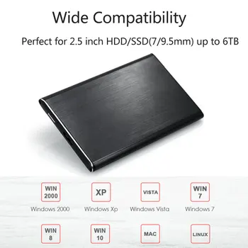 2.5 inch HDD Caso de SATA a USB3.0 de SSD Adaptador para Samsung WD, Seagate Disco Duro SSD Unidad de Caja Externa HDD Recinto con UASP 6Gbp
