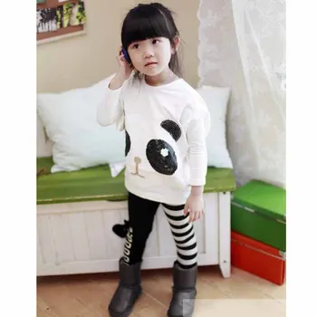 2-7 Años de las Niñas de Bebé Leggings negro raya blanca Casual AB Pantalones para Niños ropa de niño Pantalones de niñas