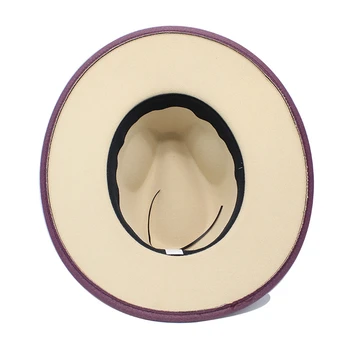 2-degradado de color Nuevo de Ala Ancha de lana Sombrero Fedora Para las Mujeres de Sombreros de Fieltro de Lana Para Hombres Otoño Invierno Panamá Gamble Jazz Cap