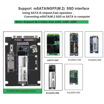 2 en 1 mSATA a SATA NGFF(M. 2) SATA3 Convertidor de Soporte de Adaptador mSATA/M. 2 NGFF SSD de estado sólido de la unidad de disco para Ordenador PC Caliente