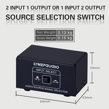 2 en 1 o de 1 en 2 o Fuente de Señal del Selector de Conmutador de Altavoces, oh Fuente, Switcher, conectores RCA, Lossess