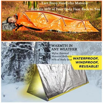 2-Pack de Emergencia Saco de Dormir Térmico Impermeable Manta de Supervivencia para Acampar al aire libre Senderismo