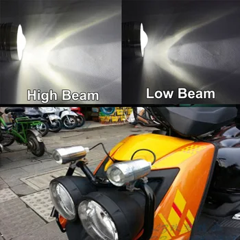 2 piezas de la Motocicleta Faro U2 1200LM 30W de Alta y Baja Flash LED de Conducción Irregular de la Cabeza de la Bombilla de la Luz de la Lámpara del Faro Negro Plata