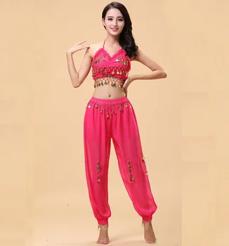 2 piezas del Conjunto de Profesionales de Danza Oriental de los Trajes de las Mujeres de la Danza del Vientre para Mujer Traje de la Danza India, Bollywood Vestido para Adultos