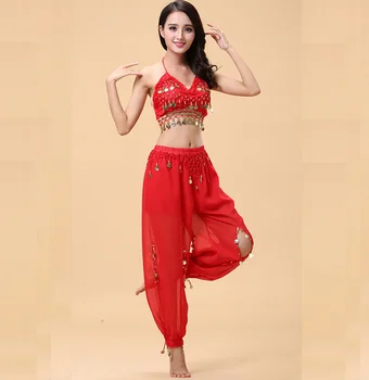 2 piezas del Conjunto de Profesionales de Danza Oriental de los Trajes de las Mujeres de la Danza del Vientre para Mujer Traje de la Danza India, Bollywood Vestido para Adultos