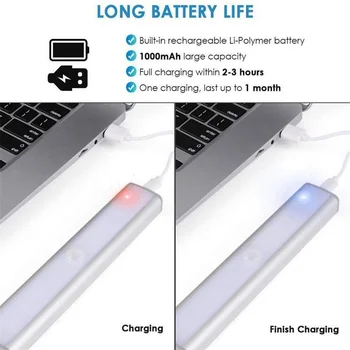 20 LED del Sensor de Movimiento del Armario de Luz con 3 Modo de Color de la Luz del Gabinete USB Inalámbrico Recargable Luces pegar en cualquier Lugar S7