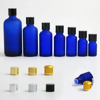 20 x Azul Cobalto Opalino Botella de Vidrio de 5 10 15 20 30 50 100 ml Envase Cosmético con precinto de la tapa superior de viajes botella vacía vial