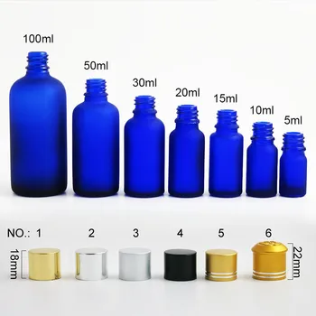 20 x Azul Cobalto Opalino Botella de Vidrio de 5 10 15 20 30 50 100 ml Envase Cosmético con precinto de la tapa superior de viajes botella vacía vial