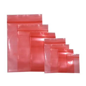 200Pcs Rojo de Plástico antiestático Zip Lock Paquete de Electrónica de la Bolsa de Auto cierre hermético de Artículos varios Antiestático de Almacenamiento con Cremallera Bolsas de Embalaje