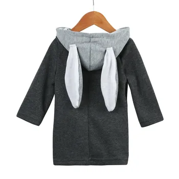 2017 Lindo Bebé Otoño Invierno Abrigo con Capucha de Conejo Chaqueta Gruesa Ropa de abrigo regalo super calidad niña ropa de 1-8 años