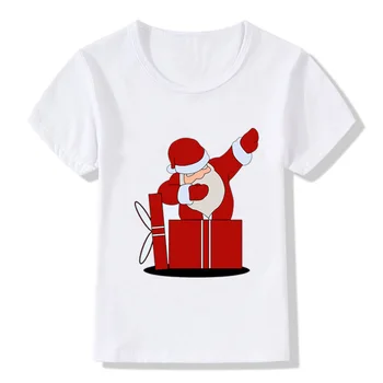2018 A Chica Chico Divertido De La Camiseta De Los Niños Pat Santa Claus Patrón De T-Shirt Cuello Redondo Infantil De Navidad De Dibujos Animados Ropa
