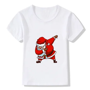 2018 A Chica Chico Divertido De La Camiseta De Los Niños Pat Santa Claus Patrón De T-Shirt Cuello Redondo Infantil De Navidad De Dibujos Animados Ropa
