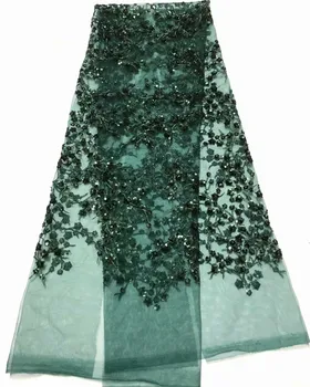 2018 alta calidad de la secuencia de francés de Nigeria lentejuelas red Africana de tul de malla de secuencia de encaje de tela para el vestido 5yards/lote RL103103