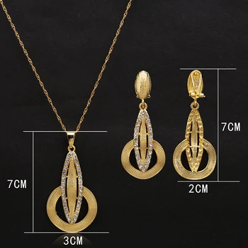 2018 Geométrica de metal de la Joyería Nupcial conjuntos para las Mujeres de Color oro Rhinestone del Collar del pendiente de la Boda Conjuntos de África Perlas de la Joyería Conjunto