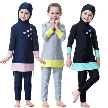 2018 Islámica Traje de baño Para los Niños Musulmanes de las Niñas Musulmanas trajes de baño Modesto Niños Islámica de trajes de baño para Niños Biquini Infantil Badpak 105711