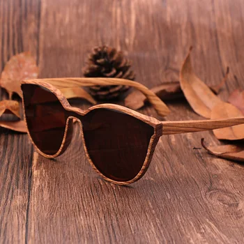 2018 Nueva Moda polarizado de madera de la mujer de las gafas de sol ojo de Gato completo espejo de lujo hechos a mano de los hombres de madera de bambú gafas de sol Con cuadro de