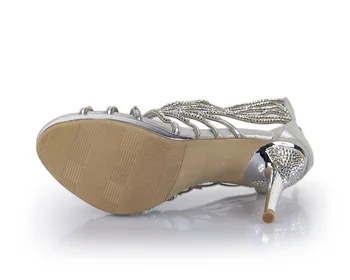 2018 Nueva Venta Caliente Hermosa de la Moda de Plata de diamante de imitación Zapatos de Novia Zapatos de Novia Zapatos de Banquete de Fiesta Vestido de fiesta Zapatos