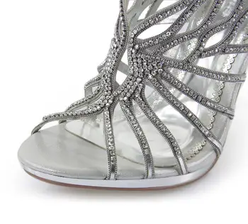 2018 Nueva Venta Caliente Hermosa de la Moda de Plata de diamante de imitación Zapatos de Novia Zapatos de Novia Zapatos de Banquete de Fiesta Vestido de fiesta Zapatos