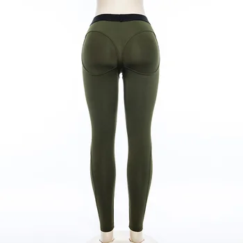 2018 Sexy Pantalones de la Yoga de la Aptitud de Alta Cintura de las Polainas de las Mujeres Sexy de la Cadera Empuje hacia Arriba de los Pantalones de color Negro y Verde Color Sólido Pantalones de las Mujeres