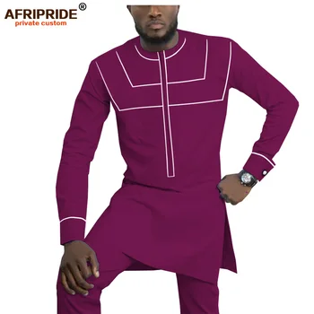 2019 Africana de Prendas de vestir para Hombres Dashiki Mens Trajes Camisas+ Ankara Conjunto de Pantalones de Chándal de Hombres Tribales Atuendo AFRIPRIDE A1916055
