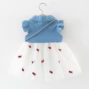 2019 de las Niñas de Bebé Vestido de Verano de Niño Bebé Niños Niñas Patchwork Acanalada de la Impresión de Tul Vestido de la Princesa Vestidos de kiz cocuk elbise A1