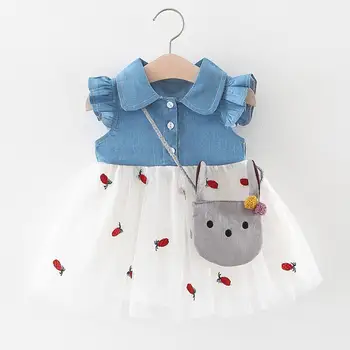 2019 de las Niñas de Bebé Vestido de Verano de Niño Bebé Niños Niñas Patchwork Acanalada de la Impresión de Tul Vestido de la Princesa Vestidos de kiz cocuk elbise A1