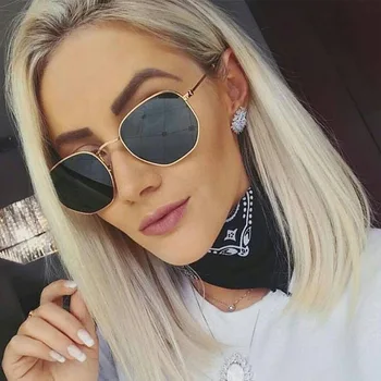 2019 Gafas de sol de Moda de las Mujeres de la Marca del Diseñador de Marco Pequeño Polígono Claro Objetivo de Sunglasse Unisex Gafas gafas oculos de sol UV400