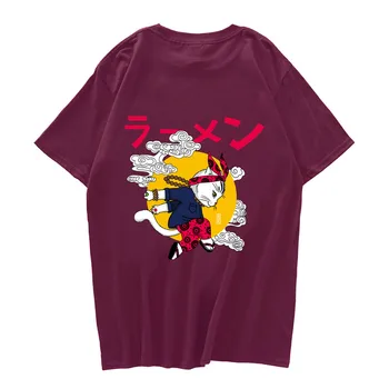 2019 Hombres T-Shirt De Hip Hop Anime Ukiyo Gato Camiseta De Harajuku Japonesa De Dibujos Animados De La Camiseta De La Ropa De Verano De Algodón Tops Camiseta De Manga Corta 1227