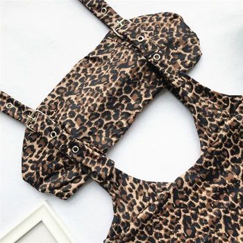 2019 Mujeres de Una Pieza Bikini Push-up Sujetador Acolchado Conjunto de Vendaje de la Impresión del Leopardo de Traje de baño trajes de baño ropa de playa para Bañarse