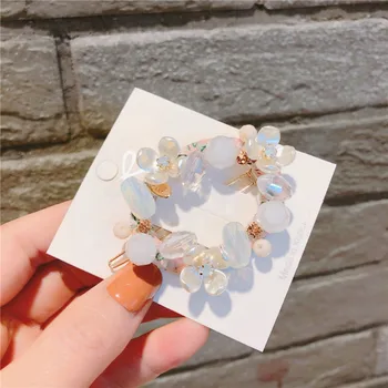 2019 Nueva Corea del Estilo Chica pinzas para el Pelo, Floral, Simples Piedra de Cristal de la Flor de la Rana de pinzas para el Cabello para las Mujeres de Moda Accesorios para el Cabello