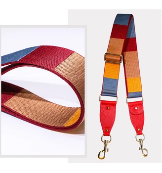 2019 Nueva Moda Coloridos Bolsos de mano de Asas de Rayas Cinturones de Lona de las Mujeres Bolsas de Correa de Accesorios de Cuero Remache icono Partes KZ151365