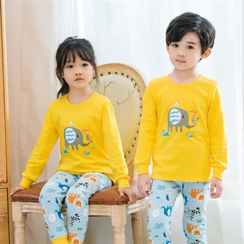 2019 Nuevo Algodón para Niños Conjuntos de Pijamas de Invierno Cálido de las Niñas de Bebé Ropa de Niños ropa de dormir de los Niños de la Historieta de Manga Larga Tops Pantalones 2Pcs
