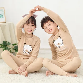 2019 Nuevo Algodón para Niños Conjuntos de Pijamas de Invierno Cálido de las Niñas de Bebé Ropa de Niños ropa de dormir de los Niños de la Historieta de Manga Larga Tops Pantalones 2Pcs