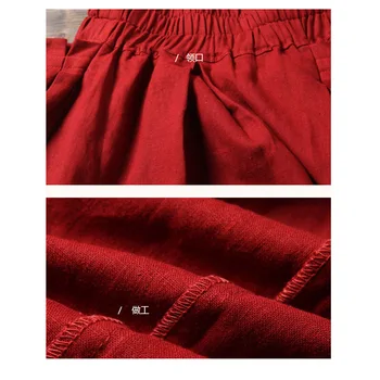 2019 Primavera Retro Casual Vintage Rojo Negro de Algodón y Ropa de Mujer Femenina Falda Plisada / faldas Largas de Mujer / Feminina Falda