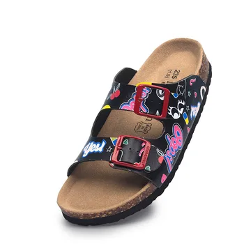 2019 Unisex Zapatillas de Playa de Verano Casual Par de Zapatos Retro de Leopardo de Impresión Plana de diapositivas de Espesor con Suela de Corcho Zapatilla de Moda Flip Flop