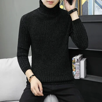 2020 de la Marca de ropa Masculina de Alta calidad slim fit de Alta calidad de Tejido de punto suéter de los Hombres de Cuello alto de mantener caliente ocio suéter S-3XL