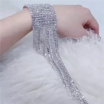 2020 de la Moda de Larga Borla de diamantes de imitación Pulsera de la Mano de la Joyería para las Mujeres de Novia de Cristal de la Declaración de las Pulseras de la Joyería de la Boda