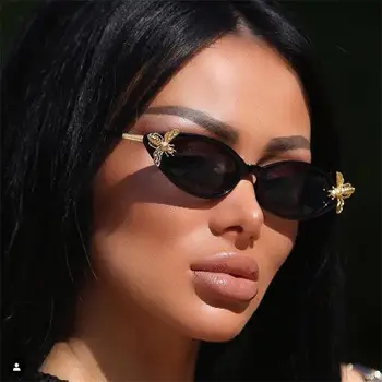 2020 de la Moda de las Señoras de la Vendimia de la Abeja de Gafas de sol Pequeño Leopardo Tonos de las Mujeres sombrillas Gafas Estrecho de Ojo de Gato Gafas de sol UV400