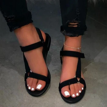 2020 de las Mujeres de Tobillo-Correa de la Moda de Verano Sandalias de Verano tacones Bajos Dedo del pie Abierto de impresión de Leopardo Zapatos de Gamuza Cómodas Sandalias de Playa
