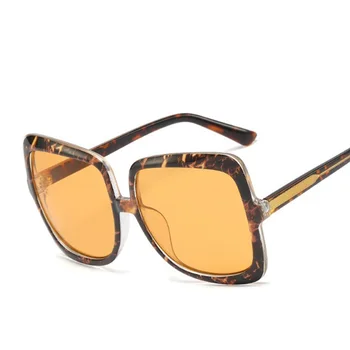 2020 de Lujo de la Gran Plaza de Gafas de sol de las Mujeres de la Marca del Diseñador Retro Gafas de Sol de Mujer de gran tamaño Leopardo Amarillo Tonos oculos UV400