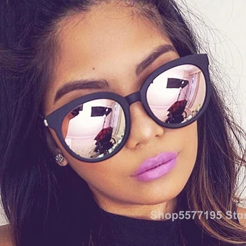 2020 de ojo de gato rosa gafas de sol mujer tonos espejo femenino plaza de gafas de sol para mujer de recubrimiento de oculos marca de moda de gafas de sol