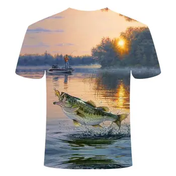 2020 de pesca nuevos camiseta de estilo casual Digital de peces en 3D de Impresión t-shirt Hombres Mujeres camiseta de Verano de Manga Corta O-cuello Tops y Camisetas s-6xl