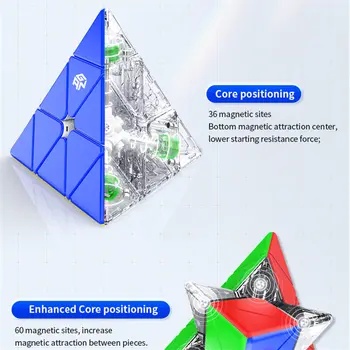2020 GAN Pirámide de 3x3x3 Magnético de la Pirámide de 3x3 mgaico Cubo Mejorado Núcleo de Posicionamiento de Imanes Triángulo de Velocidad Gan cubo