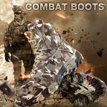 2020 Hombres al aire libre de Camuflaje Zapatos de Senderismo de Militares del Ejército de Combate Táctico Desierto de Invierno antideslizante resistente al Desgaste Tamaño 38-46 Zapatos 15575