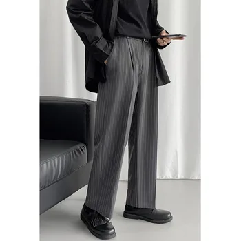 2020 Hombres de la Moda de Tendencia Simple Negro/gris Traje de Pantalones de Algodón Pantalones Formales Suelto de la Raya de la Impresión Casual Pantalones de Gran Tamaño M-5XL