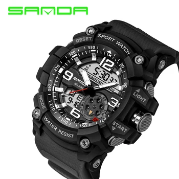 2020 Hombres Reloj deportivo SANDA parte Superior de la Marca de Lujo de Electrónica Digital LED relojes de Pulsera Militar Masculino Reloj de Buceo Relogio Masculino 110864
