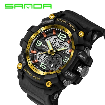 2020 Hombres Reloj deportivo SANDA parte Superior de la Marca de Lujo de Electrónica Digital LED relojes de Pulsera Militar Masculino Reloj de Buceo Relogio Masculino