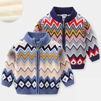 2020 Invierno Caliente De 2 A 12 Años Niños Outwear Abrigos Geométricas Engrosamiento Además De Velet De Cuello Alto Suéter Chaqueta Para Niños Bebé Niños 15009