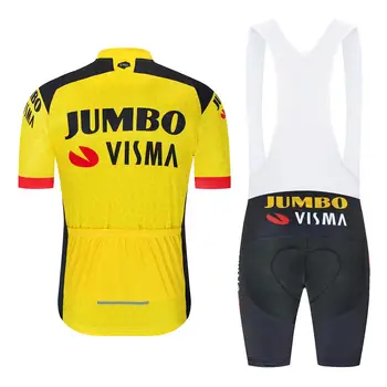 2020 JUMBO VISMA Verano Jersey de Ciclismo Conjuntos Transpirable Equipo de Deporte de Carreras de Bicicletas Jersey de Ciclismo para Hombre Ropa Corta Jersey Bicicleta